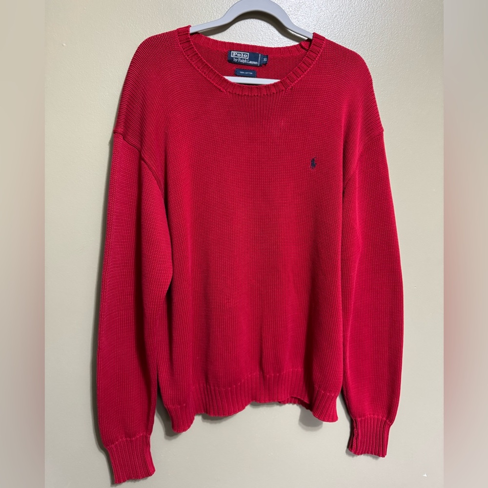 Polo by Ralph Lauren‎ Red Crew Neck Sweater, Size XL